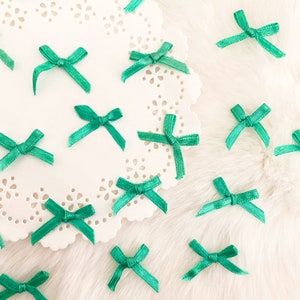 Small Green Bows 1/8 Ribbon, Green Satin Bows, Mini Gift Bows, Lingerie Bows, Small Craft Bows, Holiday Decor, Cards Making Supply