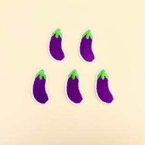 Mini Eggplant Patch Iron On 1pc, Small Vegetable Patches Garden Plants Clothing DIY Shirts Jeans Clothes Applique- Mini Series Patches