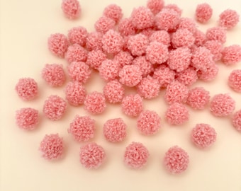 Blush roze teddy pompons 15 mm, pluche stof pompoms fleece vilten pompons, zachte pluizige pompons mini teddybeer bont wollen pompons