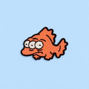 Three Eyed Fish Patch Iron On, The Simpsons Patch Blinky Cartoon Fan Gifts, Funny Monster Sew on Applique Patches for Jeans Hat Jacket