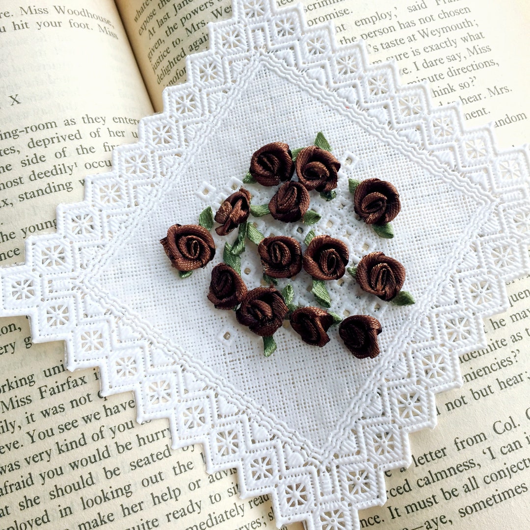 Tiny Chocolate Brown Roses 25 50 Pcs Mini Satin Roses Etsy