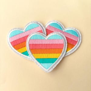 Pride Rainbow Heart Patch Iron On 1pc- Love is Love Pride Flag Patches Heart Applique Embroidered Badge- Clothing Jeans Jacket Accessories
