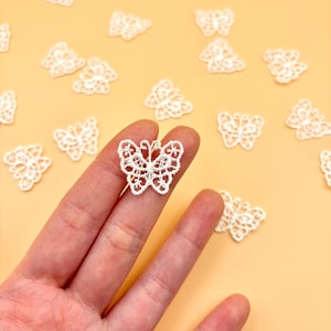 Tiny Lace Butterfly- pack of 12, White Butterfly Applique, Bridal Veil Costume Embellishment, Mini Sew on Patches Lace Trim Pure White