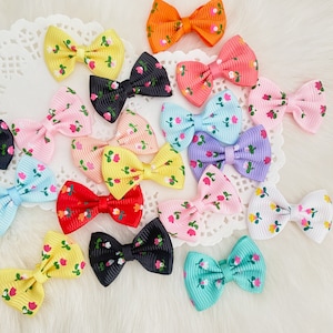 Tulpen bedrukte strikjes 12 stuks, grosgrain strikken, babyhoofdband maken naaien appliqué strikken mix kleuren ambachtelijke strikken kleine strikjes