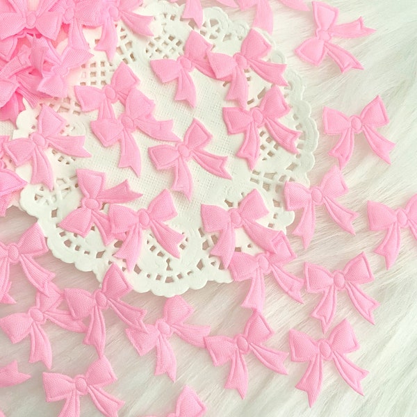 Tiny Baby Pink Die Cut Bows 20pcs, Small Pink Bows, Multi Purpose Bows, Pink Fabric Bows,Solid Craft Bows,Gift Tag Bows, Card Making