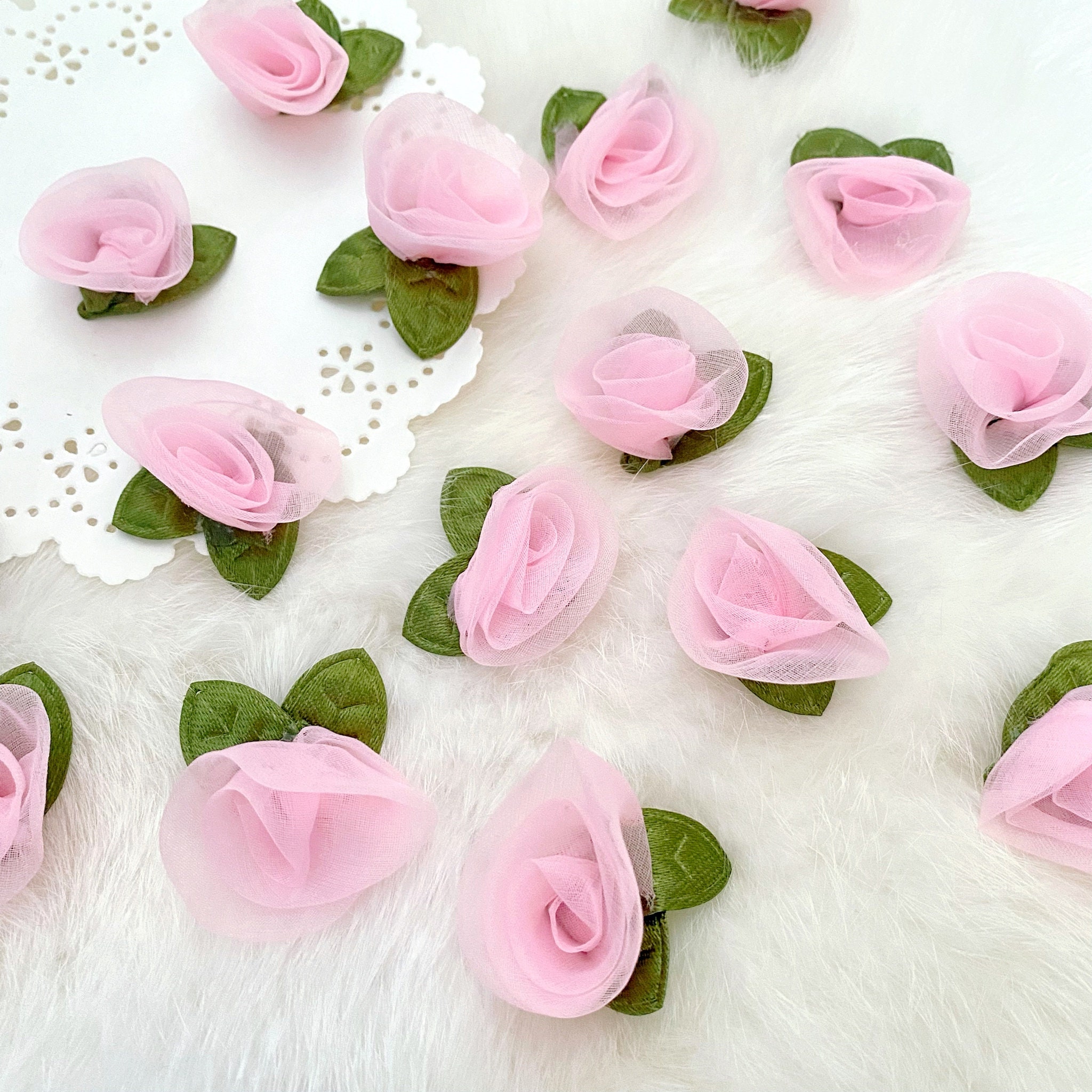 Pastel Pink Chiffon Roses With Leaf 1