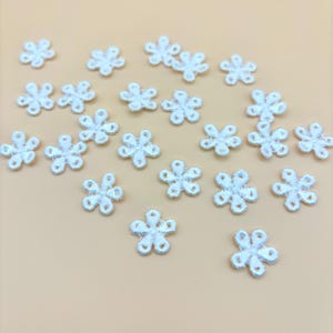 Small White Five-Petal Flowers- pack of 15, Mini Flower Applique, White Flower Patch, Bridal Veil Costume Embellish, Fabric Daisy Sew on