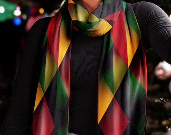 Bufanda larga 100 % seda, 40,6 x 183,8 cm y 25,4 x 114,5 cm, con diseño "Holiday Spice". ¡Un look chic para ella o para él! ¡Un regalo ideal! Diseño de Ricky D.