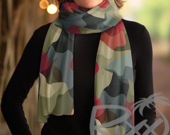 Bufanda, 100% seda, diseño de camuflaje "ligero y ventoso" de 16x72" y 10x45"