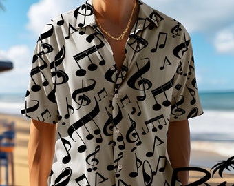 Camisa hawaiana para hombre. Retro rockero. El sueño del hipster. ¡Diseño BeBop de rayón inspirado en los años 50!