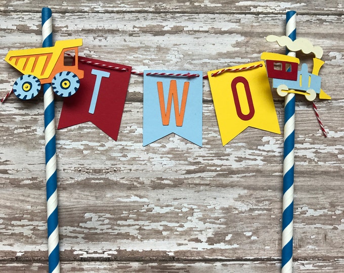 Cars Trucks Trains and Plane Cake Topper First Birthday Boy Birthday ...
