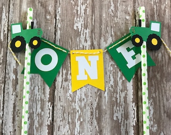Tractor Cake Topper - Tractor Birthday - Tractor Party - Tractor Theme  - Green and Yellow Tractor - Tractor First Birthday - Smash Cake