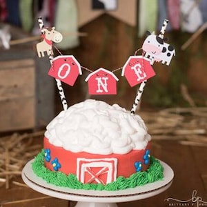 Farm Cake Topper - Farm Smash Cake - First Birthday - Farm Birthday - Barnyard Bash - Farm Birthday Banner - Farm Party - Farm Theme