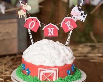 Farm Cake Topper - Farm Smash Cake - First Birthday - Farm Birthday - Barnyard Bash - Farm Birthday Banner - Farm Party - Farm Theme