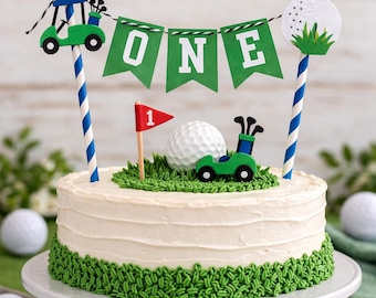 golf cake topper - boy first birthday - hole in one birthday - golf themed party - golf first birthday - golfing cake topper - boy golf cake