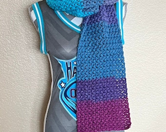 Bobble Bean Stitch Color Block Crocheted Scarf | Stocking Stuffer | Machine Washable | Handmade Gift |