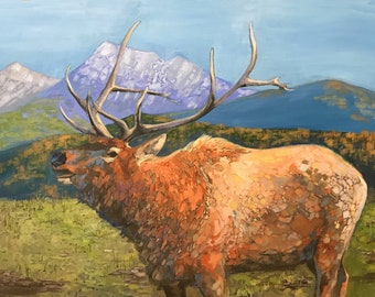 Elk Painting Print, Deer Print, Painting Giclee, Wildlife Art, Contemporary Wildlife Art, Elk Wall Décor, Wild Animal Art