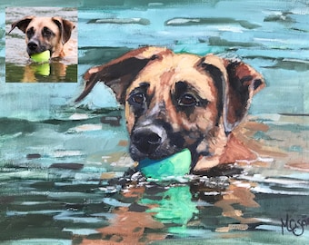 Commissioned Dog Portrait | Custom Dog Painting | Dog Oil Painting from Photo | Custom Dog Pet Portrait | Personalized Dog Pet Art