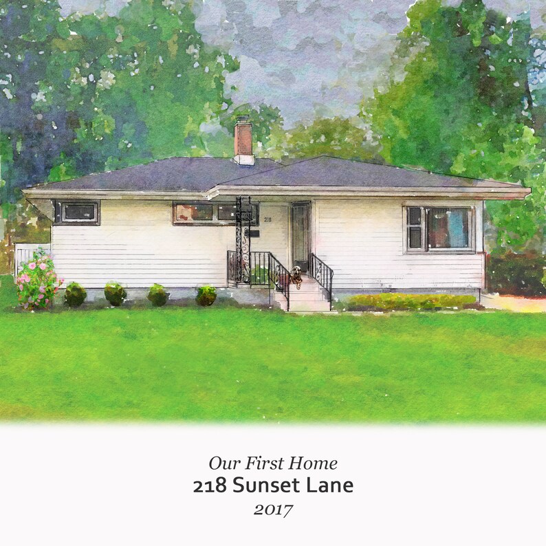 Custom Home Watercolor Digital Custom Home Painting Etsy