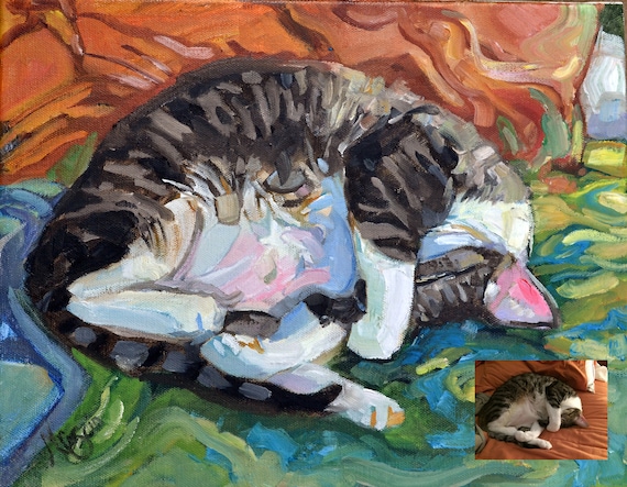 Custom Cat Portrait Custom Pet Oil Painting from Photo Pet Loss Gift Custom Pet Gift Custom Cat Art Personalized Gift Custom Oil Painting