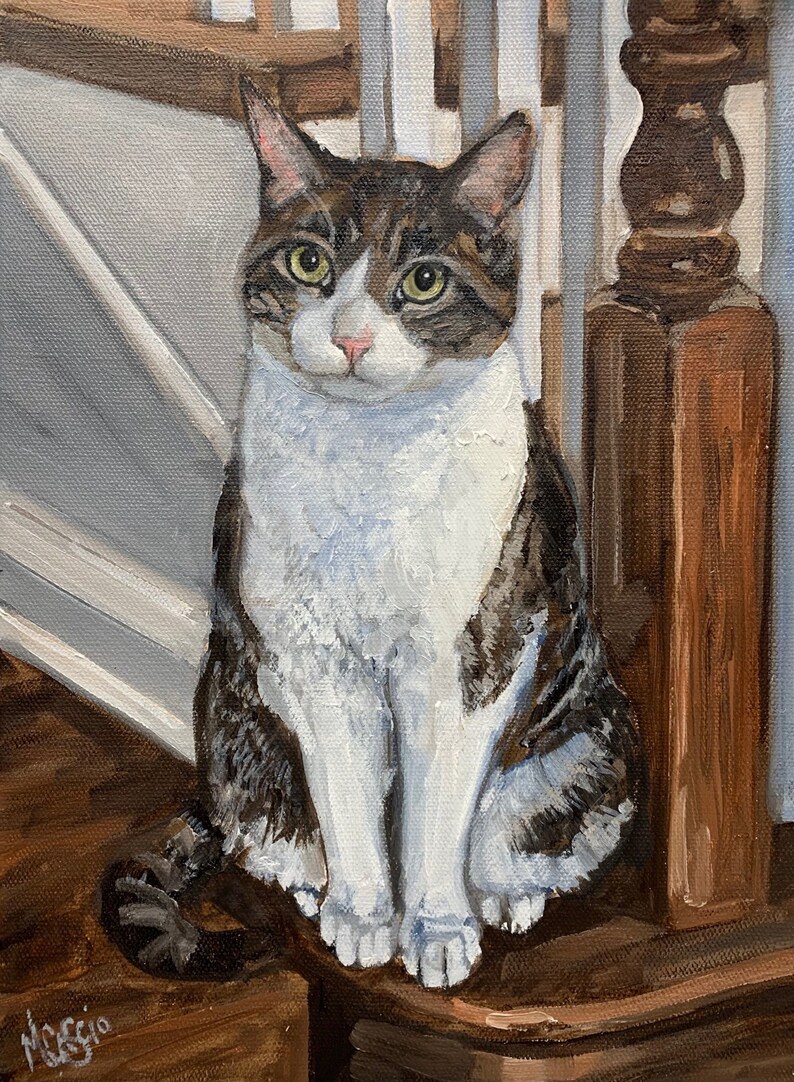 Custom Cat Oil Painting Commissioned Cat Portrait Cat Oil Etsy