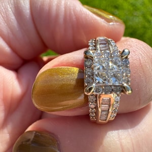 Vintage 14k Yellow Gold Princess Cut Diamond Ring-Size 7.5 US