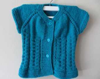Baby Boy TealVest / Hand Knitted Baby Boy Vest 12 months old / Baby Shower Gift