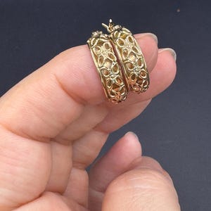 Vintage 14k Yellow Gold Byzantine Hoop Earrings- Vintage-Real Genuine Gold