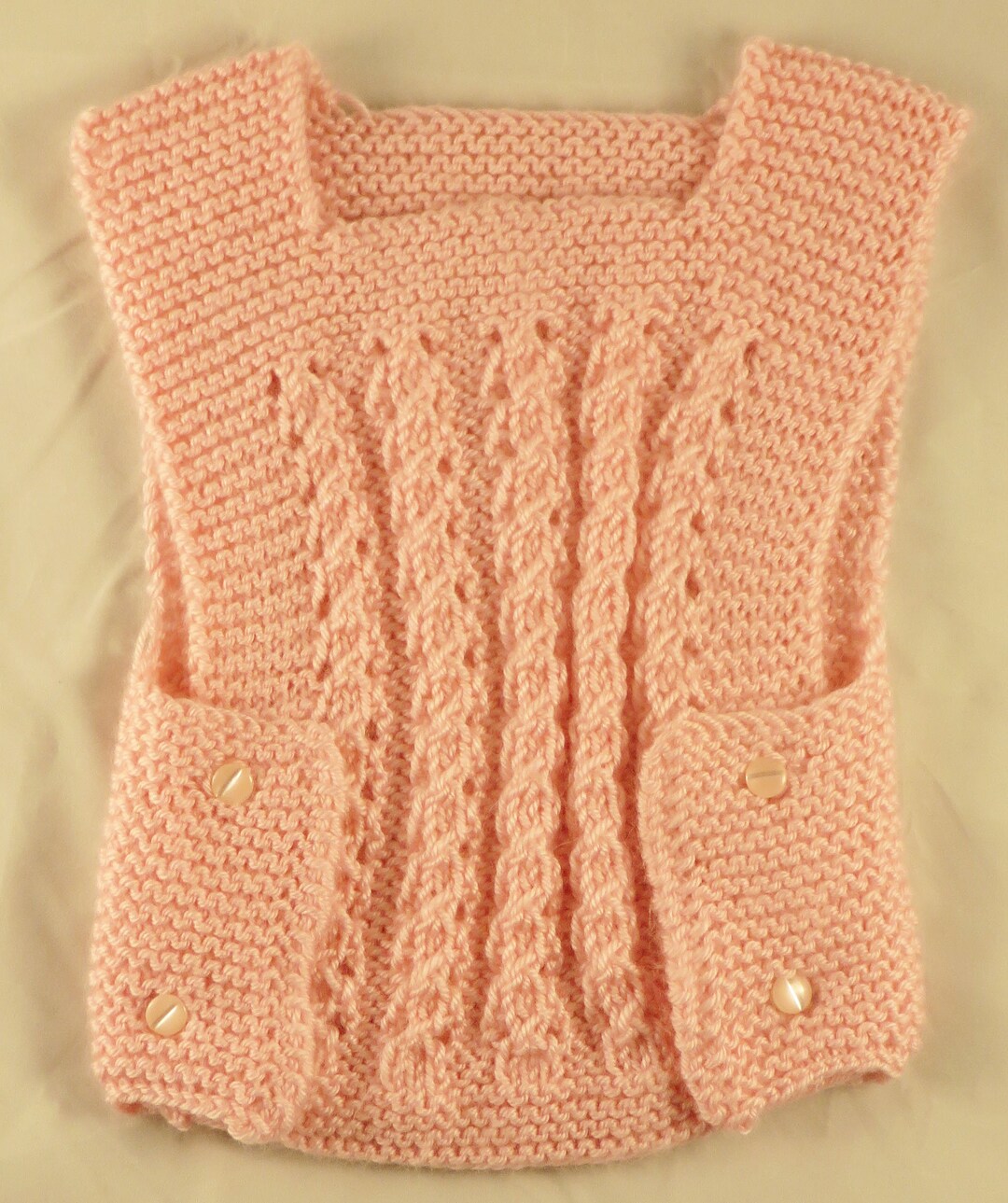 New Born Baby Girl Sweater in Pink / Hand Knitted New Born Baby Girl