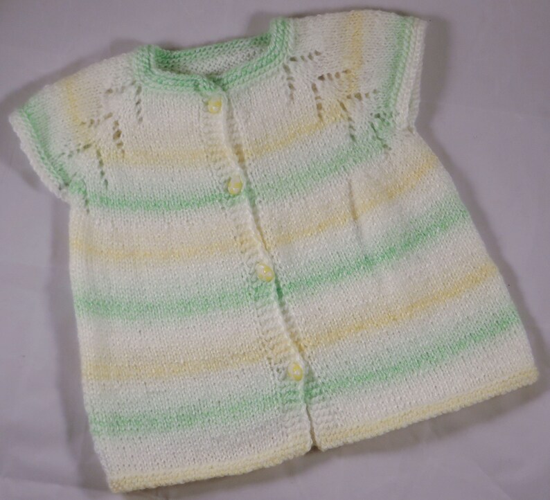 Baby Boy Green Yellow Sweater / Hand Knitted Baby Boy Vest 912 Months