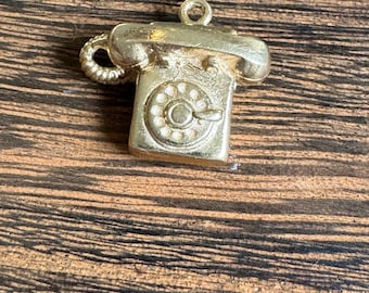 Vintage 14k Yellow Gold Telephone Charm - Solid Gold Collectible