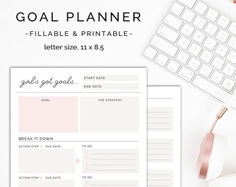 GOAL PLANNER Printable | Goal Printable | Goal Worksheet | Productivity Planner | Digital Planner | Instant Download | Goal Tracker