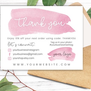 Thank You For Your Order Card Template Business Thank You Etsy