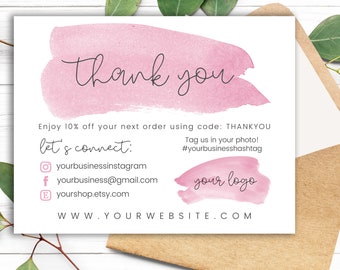 Thank You for Your Order Card Template - Business Thank You Cards - Etsy Thank You Note -  Thank You for Your Purchase Card Poshmark