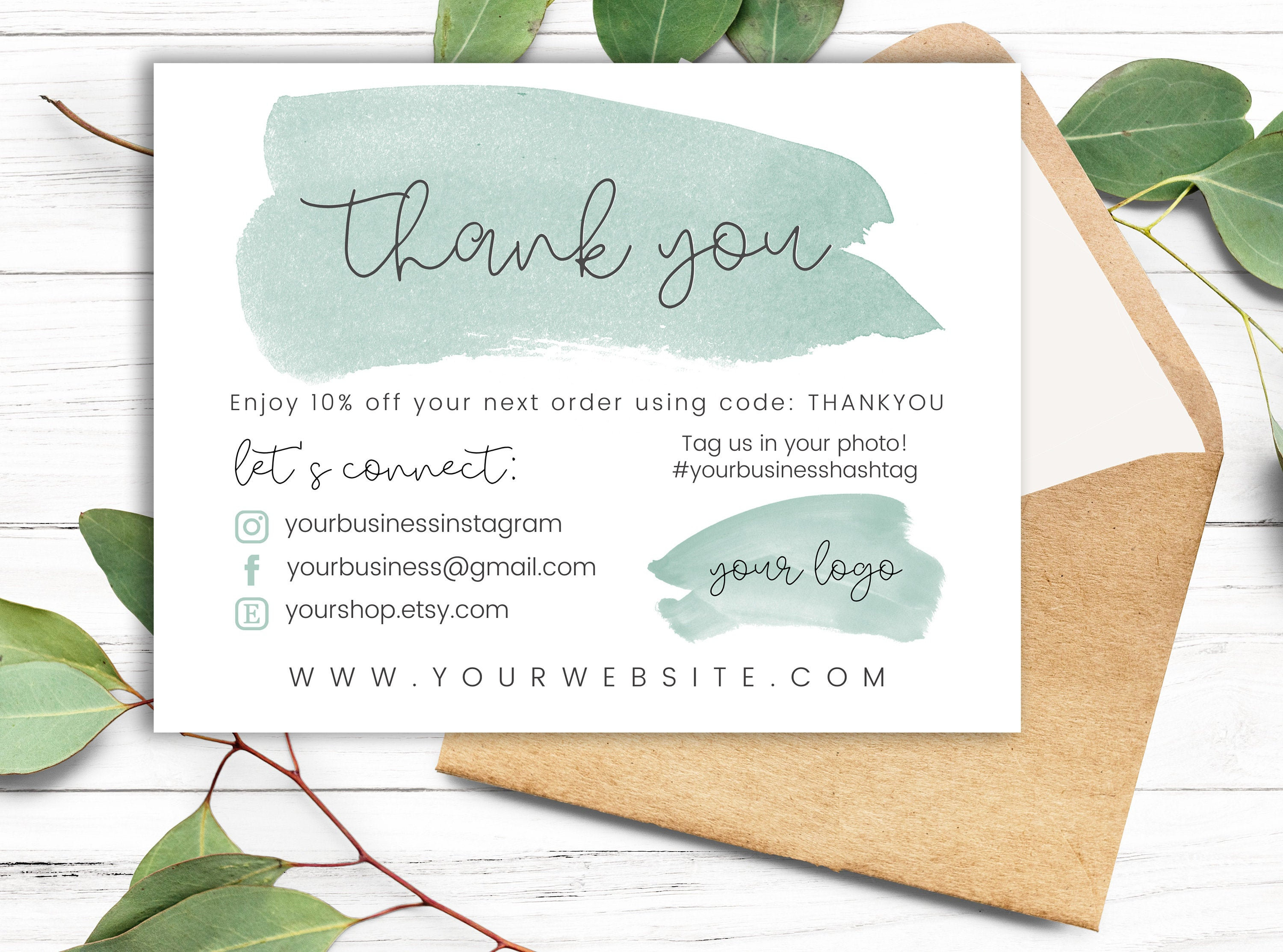 green-business-thank-you-card-template-printable-thank-you-etsy