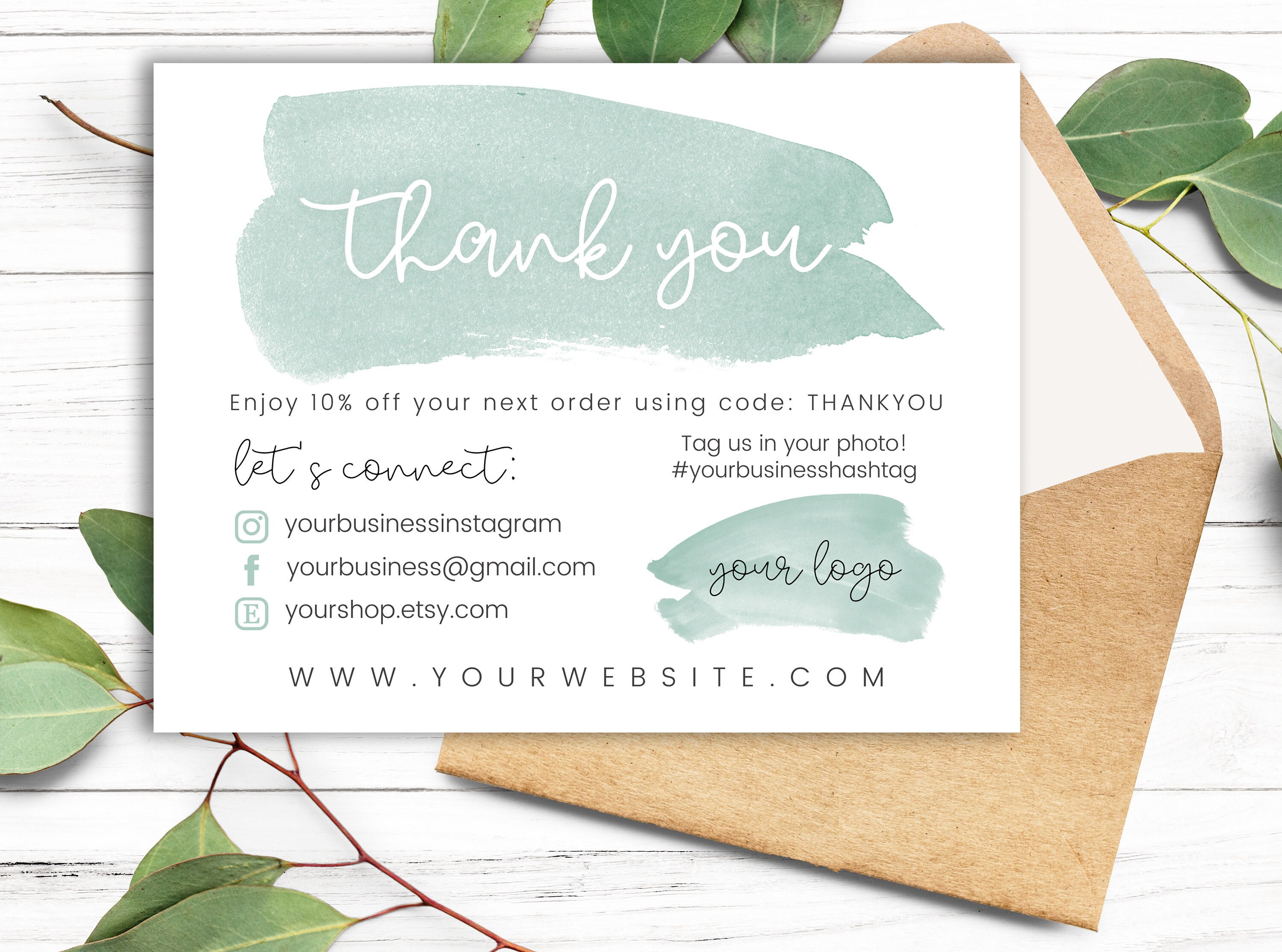 Green Business Thank You Card Template Printable Thank You - Etsy green-business-thank-you-card-template-printable-thank-you-etsy