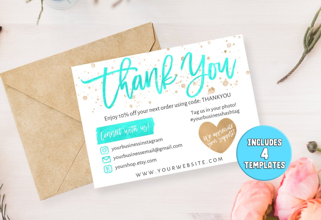 DIY Instant Download - Printable Thank You Card for Small Business ...