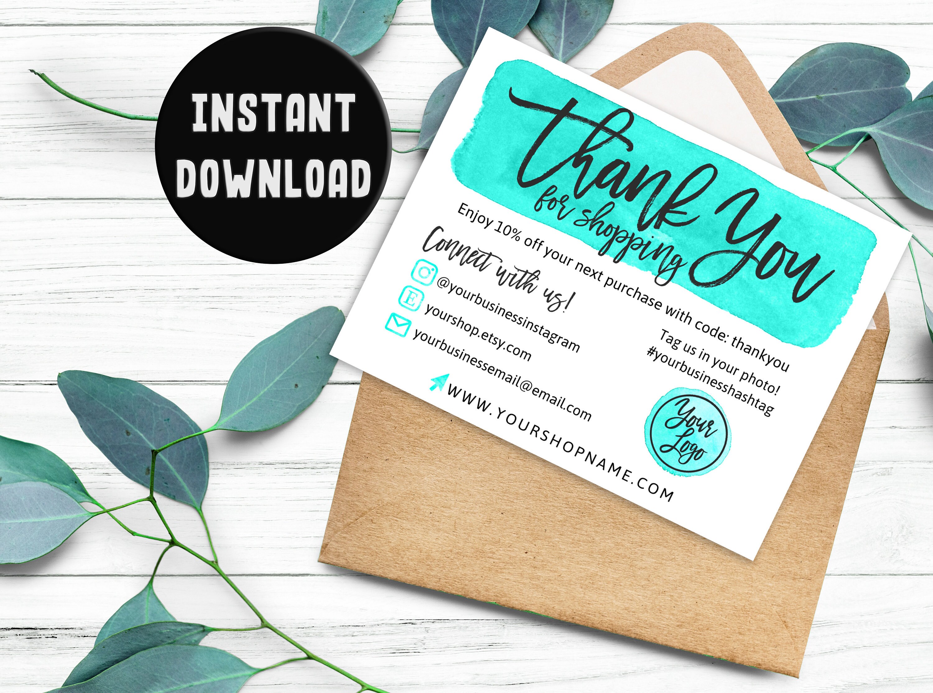 thank you card for online business