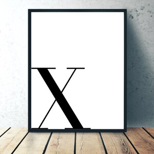 X - Custom Letter Wall Decor, Monogram Print, Minimalist Wall Art Print, Initial sign, Initial Letter Decor, Monogram Printable Art