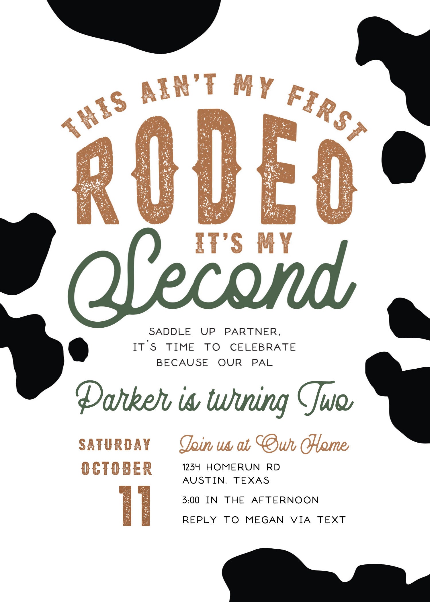 My First Rodeo Invitatioons Rodeo Birthday Invitation, Ain't My First Rodeo, Second Birthday Invite ...