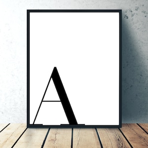 A - Custom Letter Wall Decor, Monogram Print, Minimalist Wall Art Print, Initial sign, Initial Letter Decor, Monogram Printable Art