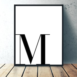 M - Custom Letter Wall Decor, Monogram Print, Minimalist Wall Art Print, Initial sign, Initial Letter Decor, Monogram Printable Art