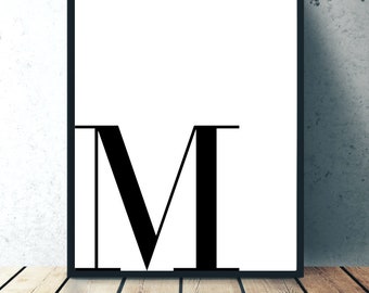 M - Custom Letter Wall Decor, Monogram Print, Minimalist Wall Art Print, Initial sign, Initial Letter Decor, Monogram Printable Art