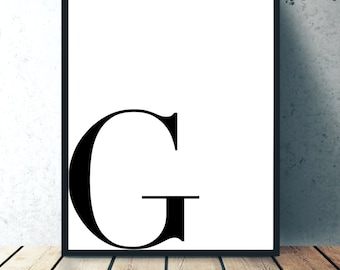 G - Custom Letter Wall Decor, Monogram Print, Minimalist Wall Art Print, Initial sign, Initial Letter Decor, Monogram Printable Art