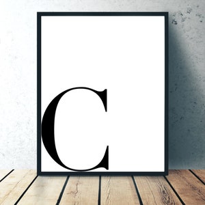 C - Custom Letter Wall Decor, Monogram Print, Minimalist Wall Art Print, Initial sign, Initial Letter Decor, Monogram Printable Art