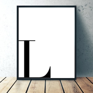 L - Custom Letter Wall Decor, Monogram Print, Minimalist Wall Art Print, Initial sign, Initial Letter Decor, Monogram Printable Art