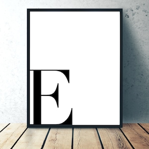 E - Custom Letter Wall Decor, Monogram Print, Minimalist Wall Art Print, Initial sign, Initial Letter Decor, Monogram Printable Art
