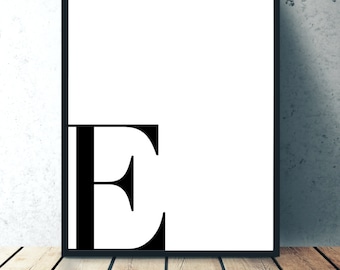E - Custom Letter Wall Decor, Monogram Print, Minimalist Wall Art Print, Initial sign, Initial Letter Decor, Monogram Printable Art