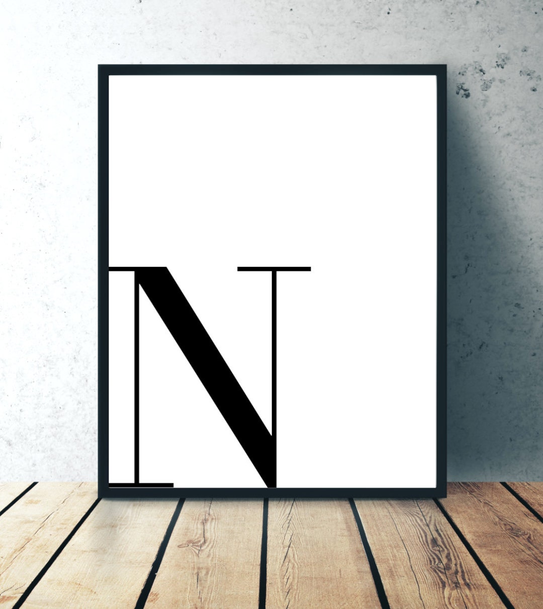 N - Custom Letter Wall Decor, Monogram Print, Minimalist Wall Art Print ...