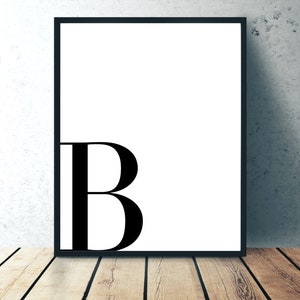 B - Custom Letter Wall Decor, Monogram Print, Minimalist Wall Art Print, Initial sign, Initial Letter Decor, Monogram Printable Art